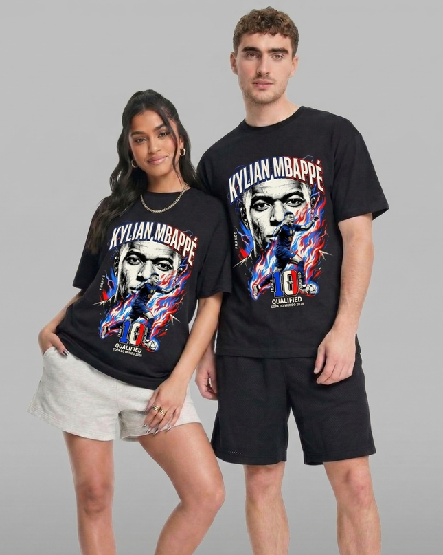 T-shirt unisexe Kylian Mbappé #10 France Coupe du Monde 2026 Qualifiée pour les fans