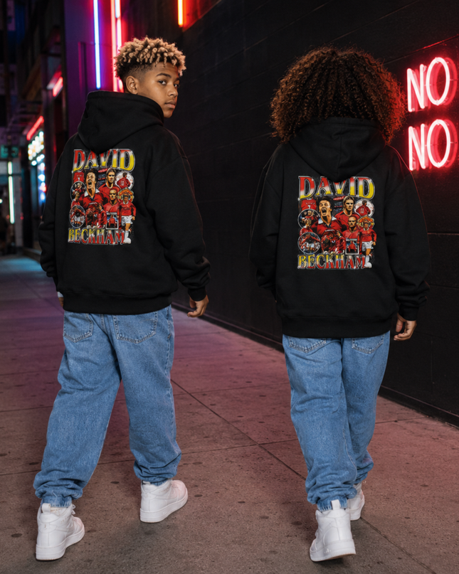 David Beckham Manchester United Vintage Retro Bootleg Kids Fan Hoodie