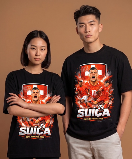 Switzerland Suíça Squad Fire Copa do Mundo 2026 Unisex Fan T-Shirt