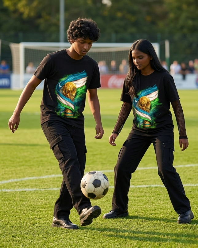 T-shirt unisexe fan Coupe du Monde de Football 2026 édition artistique drapeau et trophée Ouzbékistan