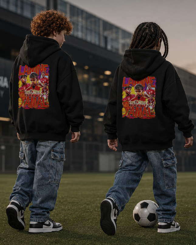 Lamine Yamal #19 Spain Euro Champion Collage Kids Fan Hoodie