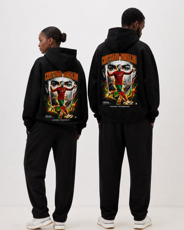 Cristiano Ronaldo #7 Portugal Classificado Copa do Mundo 2026 Eyes Fire Adult Fan Hoodie