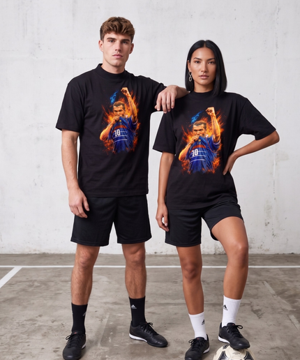 T-shirt unisexe fan Zinedine Zidane #10 France Poing Levée Légende