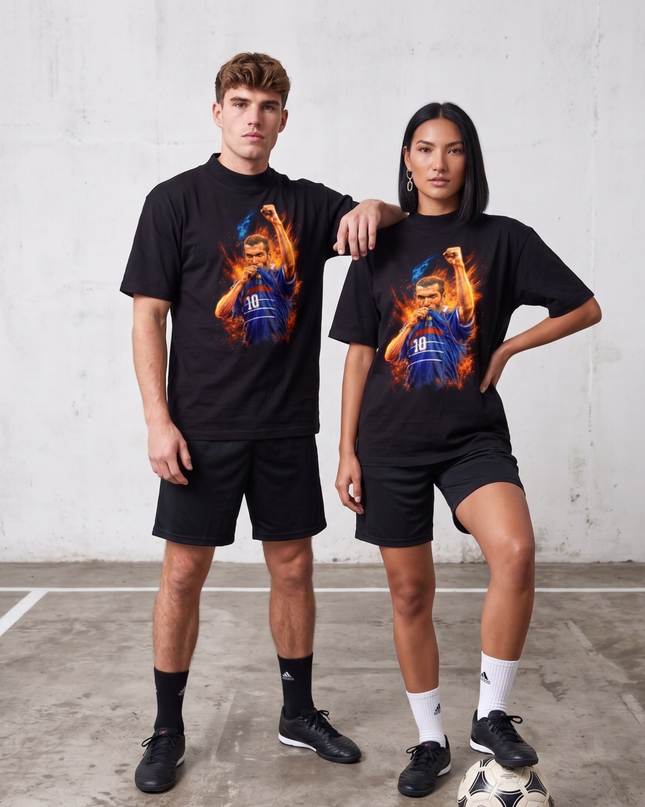T-shirt unisexe fan Zinedine Zidane #10 France Poing Levée Légende