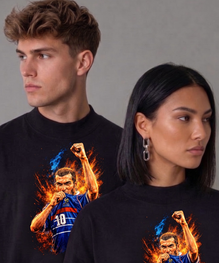 T-shirt unisexe fan Zinedine Zidane #10 France Poing Levée Légende