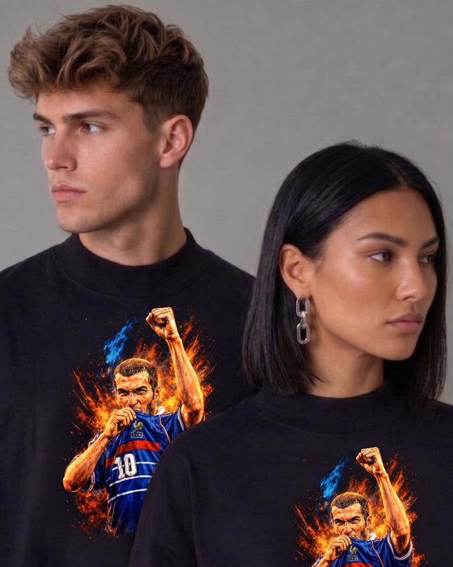 T-shirt unisexe fan Zinedine Zidane #10 France Poing Levée Légende