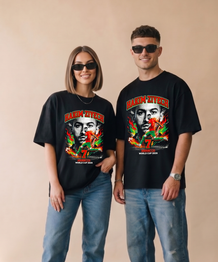T-shirt de supporter unisexe Hakim Ziyech Maroc #7 Coupe du Monde 2026