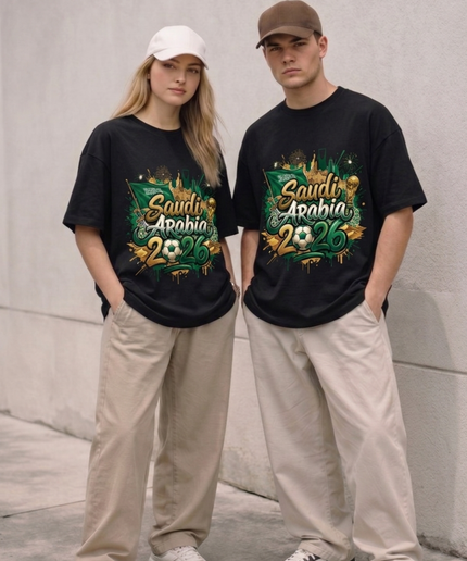 T-shirt unisexe Coupe du Monde de Football 2026 Arabie Saoudite Graffiti Fiesta pour fans