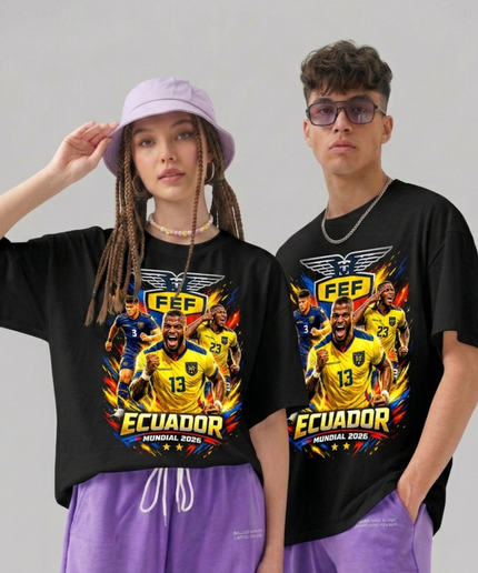 T-shirt unisexe pour supporter de l'Équateur FEF Coupe du Monde de Football 2026
