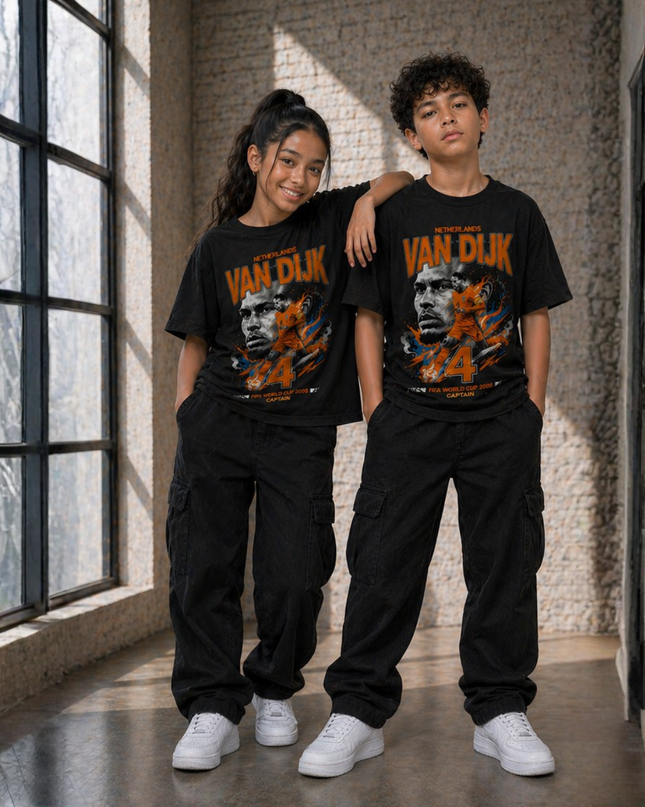 T-shirt Enfant Fan Virgil Van Dijk Capitaine Pays-Bas