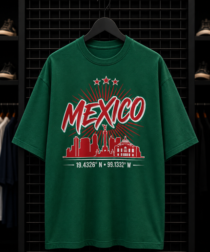 Mexico City Skyline 19.4326° N · 99.1332° W Kids Fan T-Shirt
