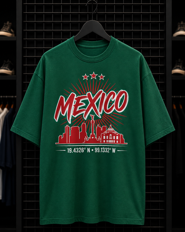 Mexico City Skyline 19.4326° N · 99.1332° W Kids Fan T-Shirt