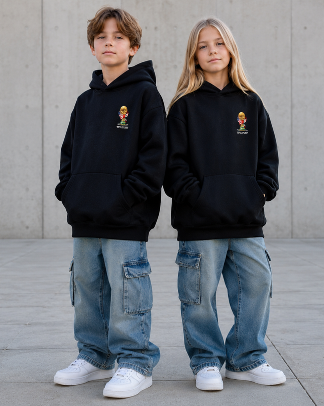 Bukayo Saka #7 Équipe nationale d'Angleterre CM 2026 Qualifiée Fire Kids Fan Hoodie