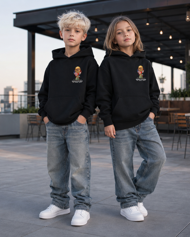Vinicius Jr. #7 Brazil Green Fire Action Kids Fan Hoodie
