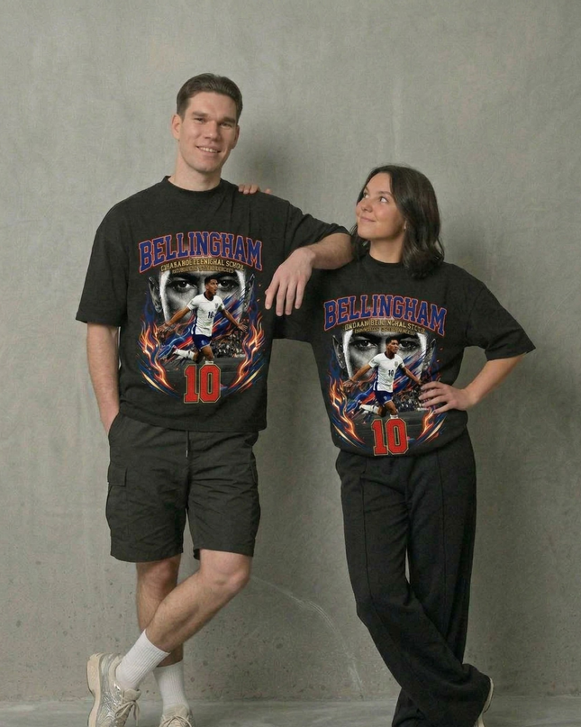 T-Shirt Fan Unisexe Jude Bellingham #10 Équipe Nationale d'Angleterre Mondial 2026 Qualifié