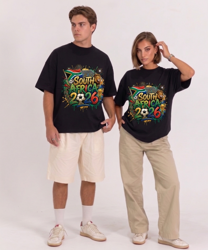 T-shirt unisexe de supporter Coupe du Monde de Football Afrique du Sud 2026 édition Lion Graffiti