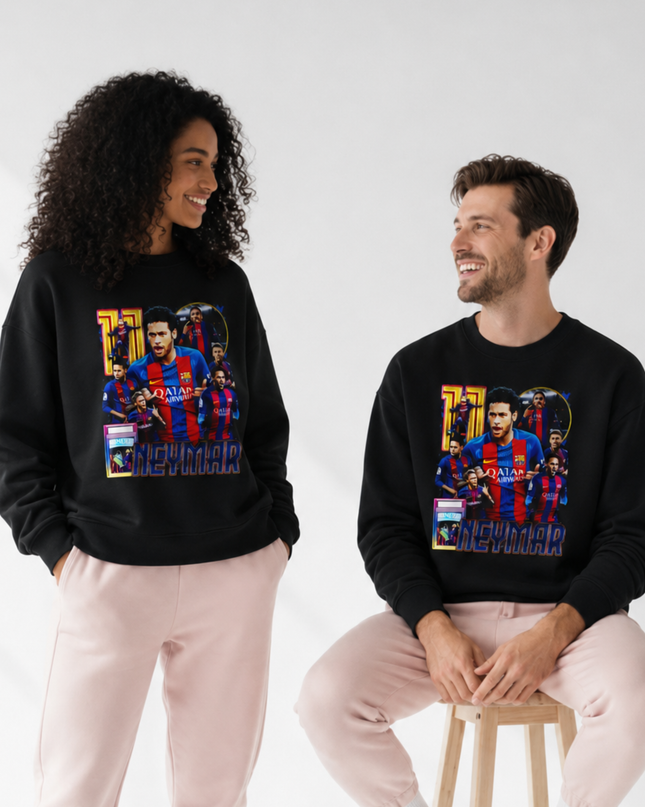 Neymar Jr Barcelona Blaugrana Retro Bootleg Collage Unisex Fan Crewneck