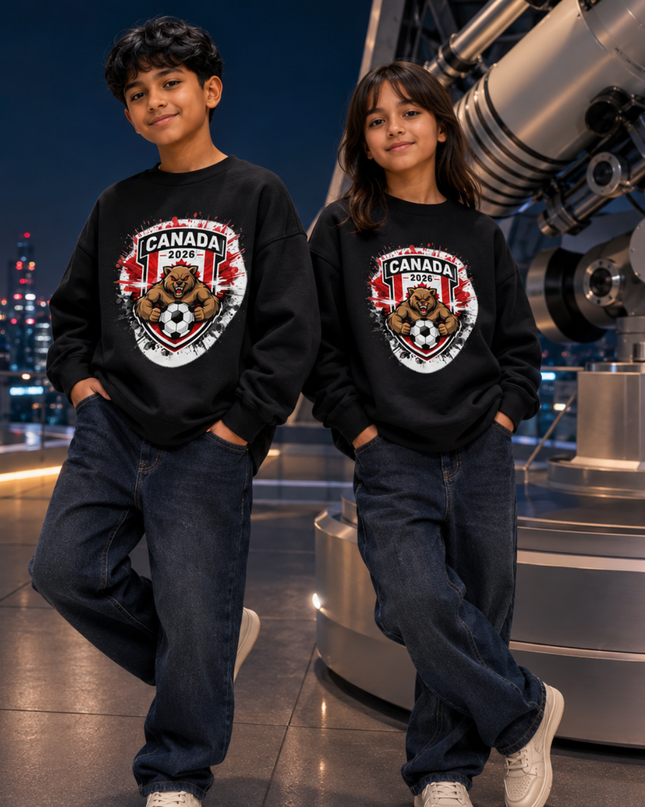 Canada 2026 Bear Crest Kids Fan Crewneck