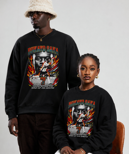 Bukayo Saka England World Cup 2026 Fire Unisex Fan Crewneck