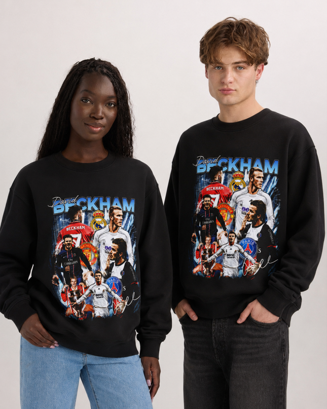 David Beckham Legend Multi-Club Collage Unisex Fan Crewneck