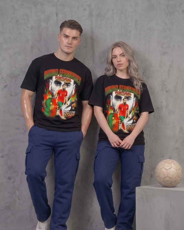 T-shirt de supporter unisexe Bruno Fernandes #8 Portugal Coupe du Monde 2026