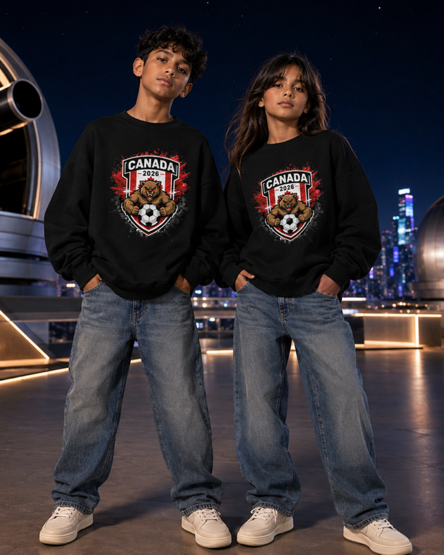 Canada 2026 Bear Crest Kids Fan Crewneck