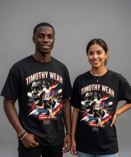 T-shirt unisexe pour fans Timothy Weah #21 États-Unis Attaquant Coupe du Monde 2026