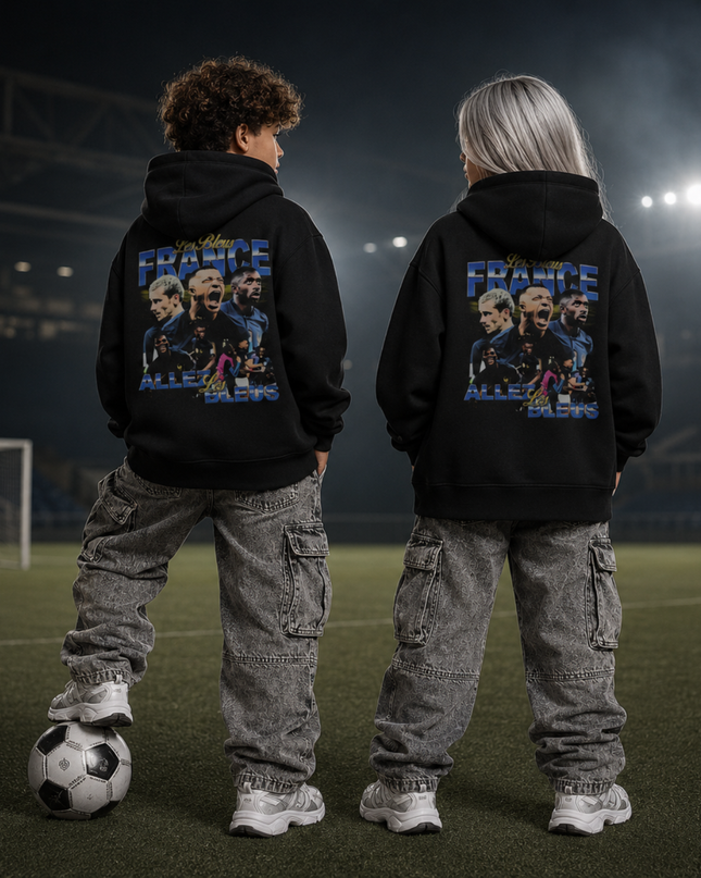 France Les Bleus Allez Les Bleus Collage Sweat à capuche enfant fan