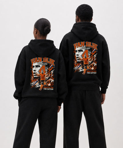 Virgil van Dijk #4 Nederland The Captain WC 2026 Lightning Fire Adult Fan Hoodie