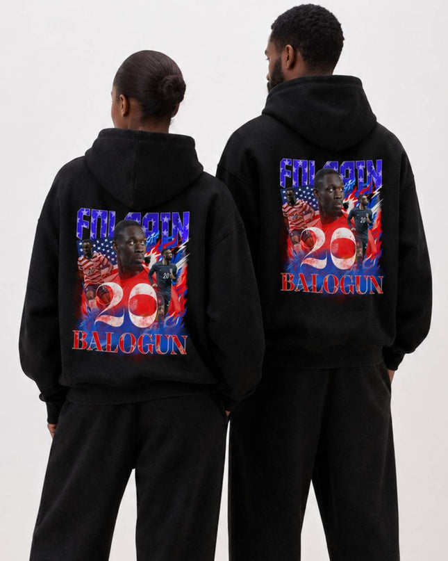 Folarin Balogun USA #20 Red White Blue Vintage Bootleg Unisex Fan Hoodie