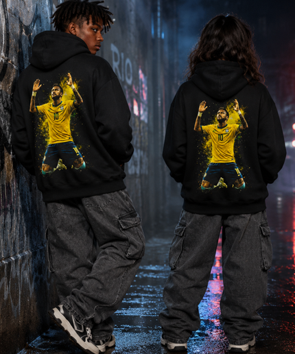 Neymar Jr Brazil #10 Arms Up Celebration Kids Fan Hoodie