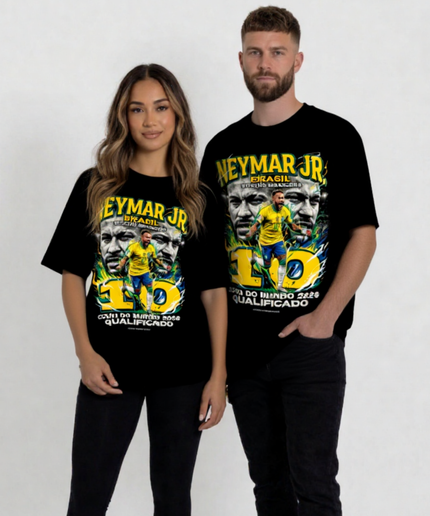 T-Shirt Unisexe Fan Neymar Jr. #10 Brésil Coupe du Monde 2026 Qualifié