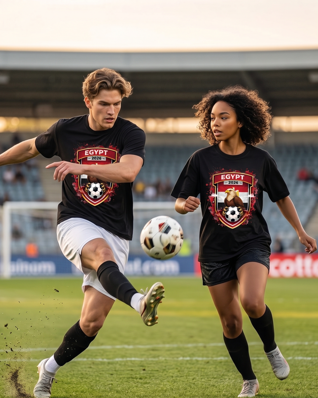 T-shirt Unisexe Fan de la Coupe du Monde de Football 2026 Égypte Aigle Blason