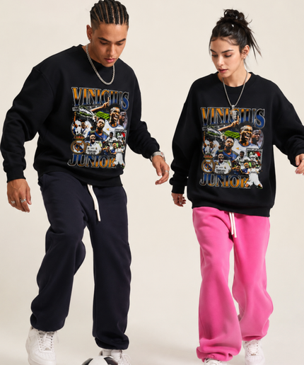Vinícius Junior Real Madrid Champions Vintage Collage Unisex Fan Crewneck