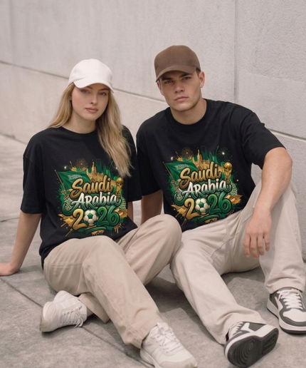 T-shirt unisexe Coupe du Monde de Football 2026 Arabie Saoudite Graffiti Fiesta pour fans