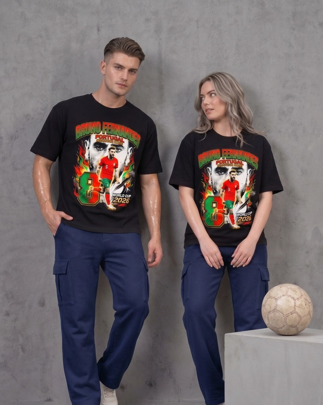 T-shirt de supporter unisexe Bruno Fernandes #8 Portugal Coupe du Monde 2026