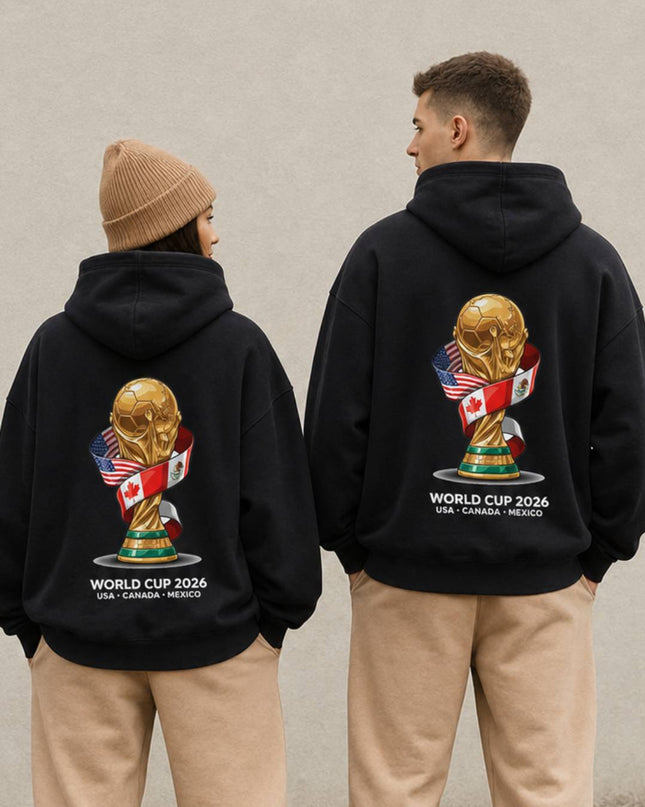 World Cup 2026 USA Canada Mexico Trophy Flags Unisex Fan Hoodie