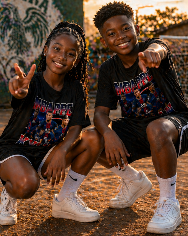 T-shirt Enfant Fan PSG Kylian Mbappé Ère