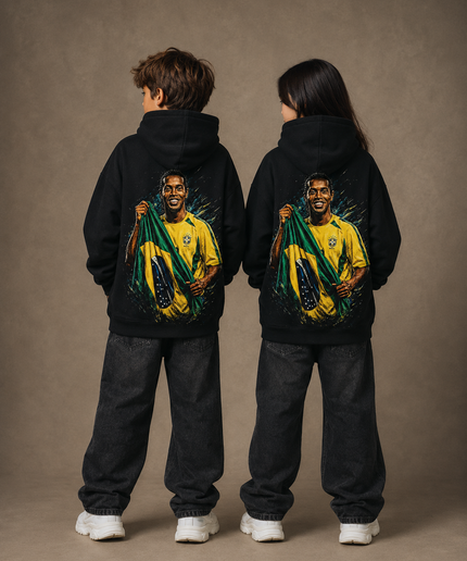 Ronaldinho Brazil Flag Celebration Kids Fan Hoodie