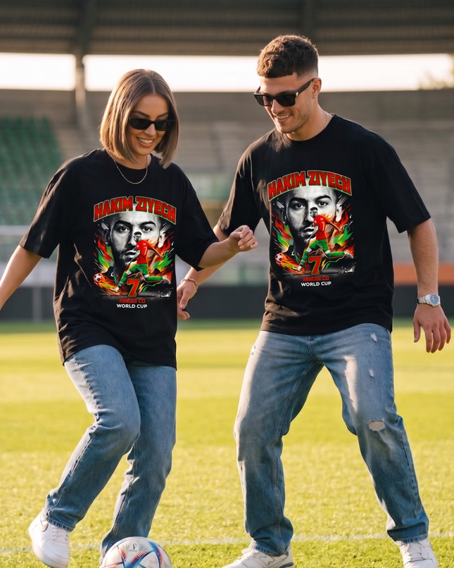 T-shirt de supporter unisexe Hakim Ziyech Maroc #7 Coupe du Monde 2026