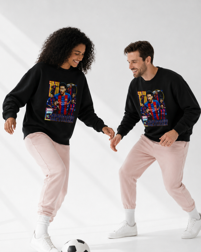 Neymar Jr Barcelona Blaugrana Retro Bootleg Collage Unisex Fan Crewneck