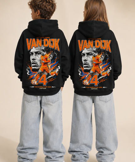 Sweat à capuche enfant Virgil Van Dijk #4 Pays-Bas Capitaine
