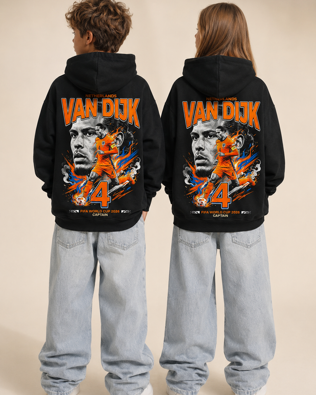 Sweat à capuche enfant Virgil Van Dijk #4 Pays-Bas Capitaine