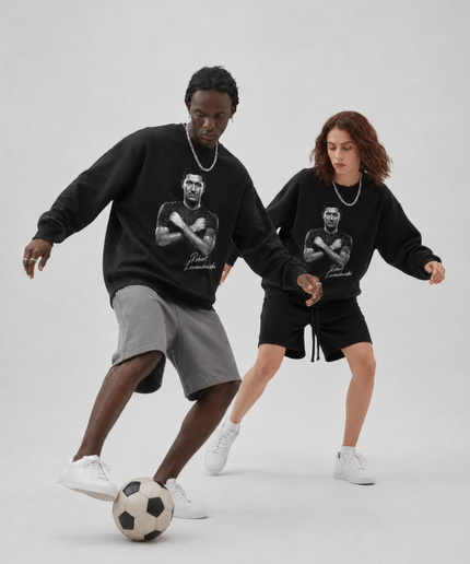 Sweat ras du cou unisexe portrait signature Robert Lewandowski pour les fans
