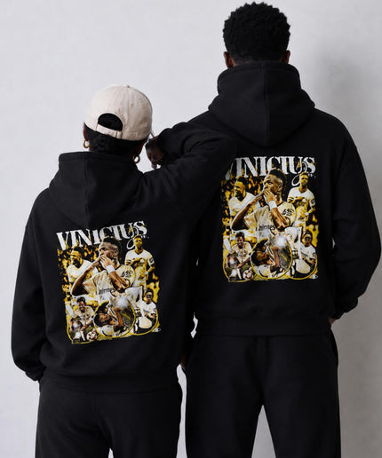 Vinicius Jr. Real Madrid Gold Vintage Bootleg Collage Unisex Fan Hoodie