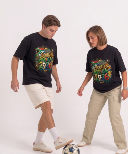 T-shirt unisexe de supporter Coupe du Monde de Football Afrique du Sud 2026 édition Lion Graffiti