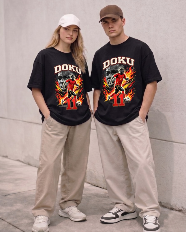 T-Shirt Unisexe Fan Jérémy Doku #11 Diables Rouges Belgique Coupe du Monde Football 2026