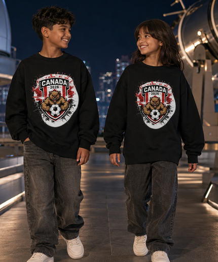Canada 2026 Bear Crest Kids Fan Crewneck