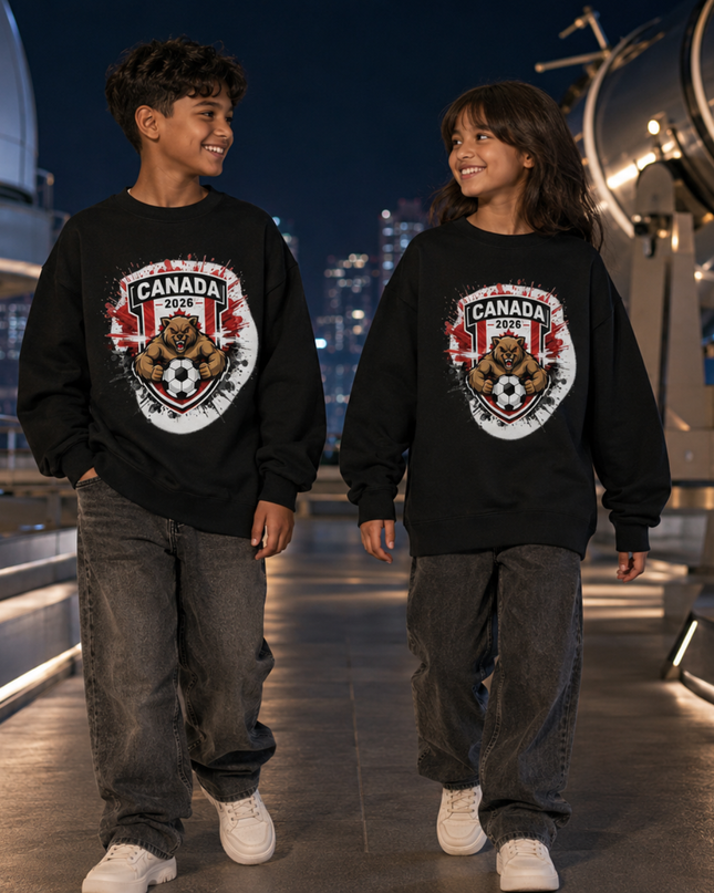 Canada 2026 Bear Crest Kids Fan Crewneck