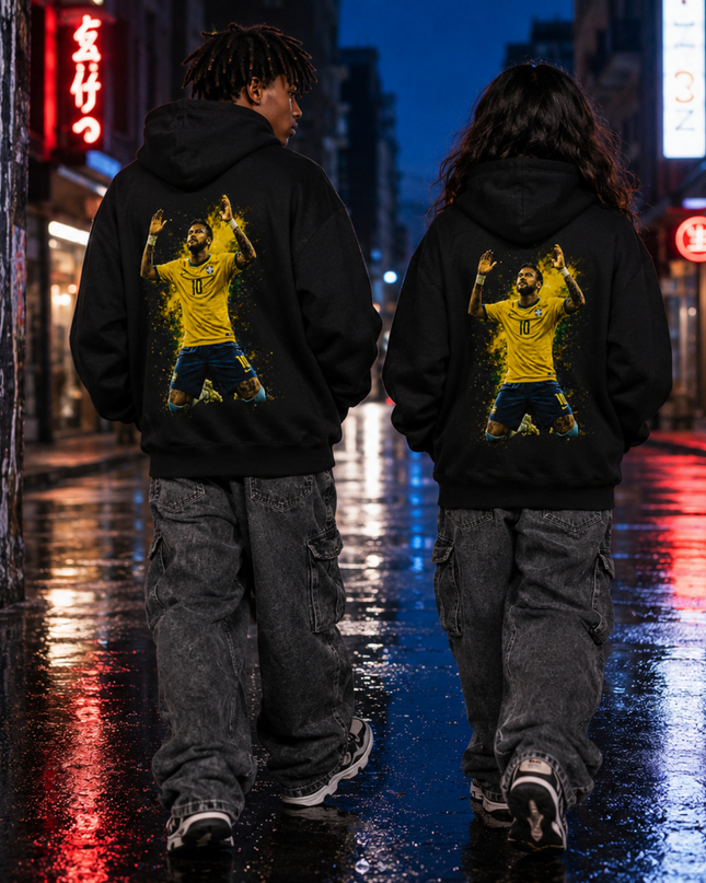 Neymar Jr Brazil #10 Arms Up Celebration Kids Fan Hoodie